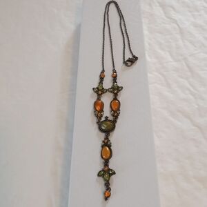 Vintage-Inspired Orange and Green Necklace